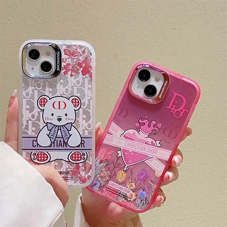 ディオール半透明iphone15ケースかわいい